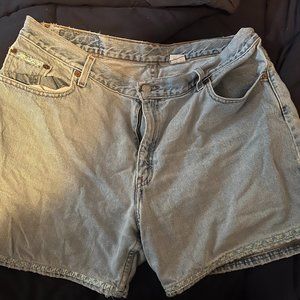 Vintage 90s Levis High Rise Light Wash Jean Shorts - Floral Cuff Size 32